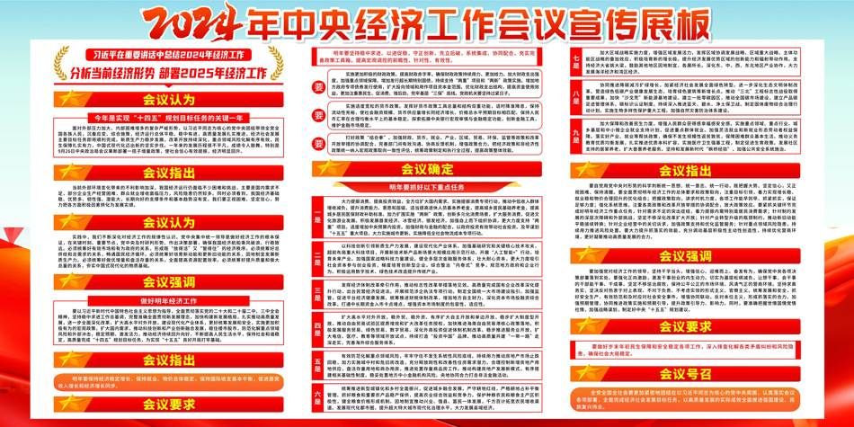 大气2024年中央经济工作会议精神党建展板_第2张图